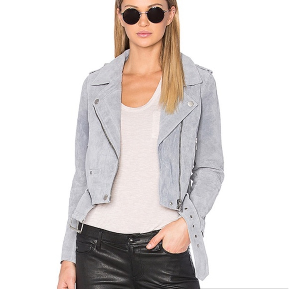 Blank NYC Light Gray Suede Moto Jacket